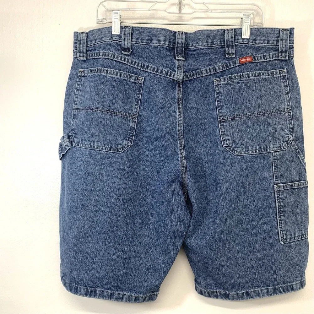 Wrangler Y2K Carpenter Shorts Jorts Men 38  Blue 100% Cotton Inseam 10